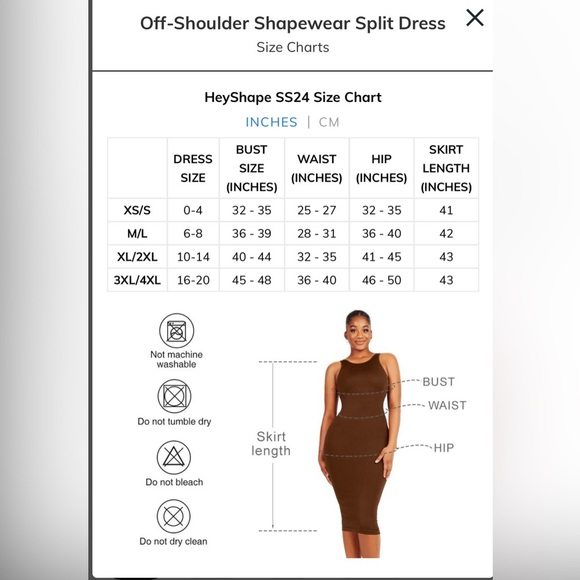 Heyshape Off-Shoulder Shapewear Split Dress NWOT​ - Picture 6 of 13